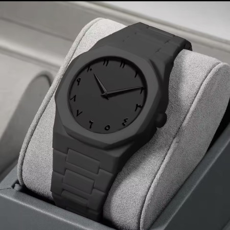 Arabic Digital Plastic Carbon Fiber (46gm) body Strap Quartz Men's Watch Casual Waterproof - Black