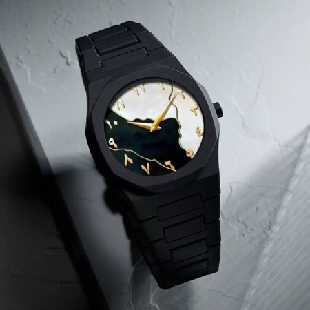 Arabic Digital Plastic Carbon Fiber (46gm) body Strap Quartz Men's Watch Casual Waterproof - Black & Silver