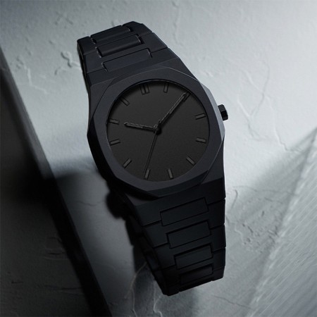 Arabic Digital Plastic Carbon Fiber (46gm) body Strap Quartz Men's Watch Casual Waterproof - Black